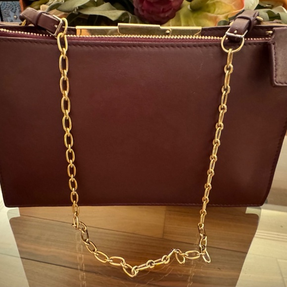 Limited edition Celine Clasp Gold Chain Shoulder Bag Burgundy Leather Vintage - Picture 4 of 12